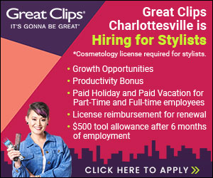 Great Clips Charlottesville hiring for stylists digital ad
