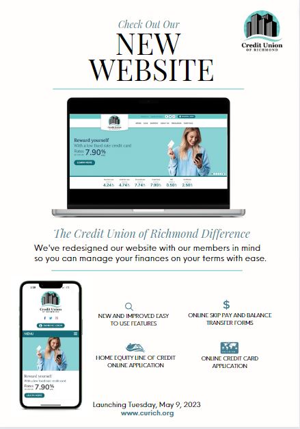 Credit Union of Richmond new website launch announcement graphic